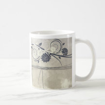 Caneca azul das flores