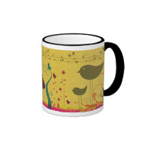 Caneca colorida do pássaro