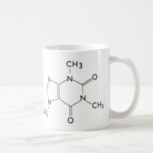 Caneca da estrutura química da cafeína