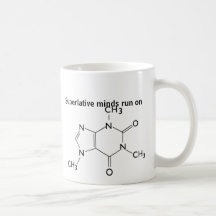 Caneca da molécula da cafeína da imprensa Bloodsho