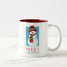 Caneca da novidade do Feliz Natal do boneco de nev