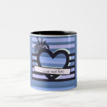 caneca das listras pretas e azuis canecas