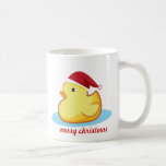 Caneca de borracha amarela do pato do Feliz Natal