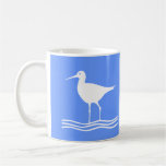 Caneca de café azul do pássaro da gaivota