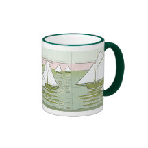 Caneca de café da arte do azulejo do veleiro do vi