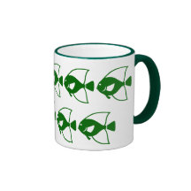 Caneca de café da campainha da escola dos peixes