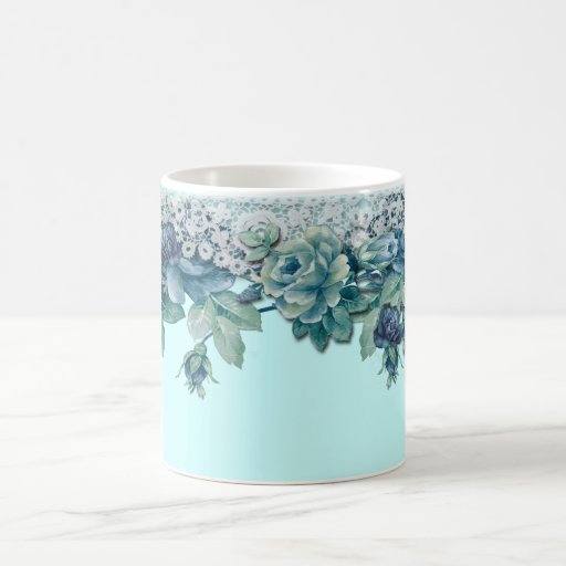 Caneca de café do rosa do azul do vintage do chiqu