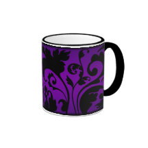 Caneca de café floral barroco - roxo