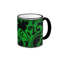 Caneca de café floral barroco - verde