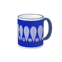 Caneca de café floral retro azul