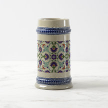 Caneca de cerveja do teste padrão de flor do mosai