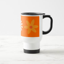 Caneca de viagem bonito das flores alaranjadas & b