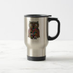 Caneca de viagem da coruja dos retalhos
