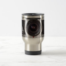 Caneca de viagem retro do efeito da câmera 80s