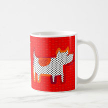"caneca digital da pintura dos cães vermelhos"