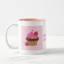 Caneca do cupcake da morango & do chocolate