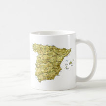 Caneca do mapa do ~ da bandeira da espanha