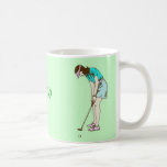 Caneca do monograma do jogador de golfe da senhora