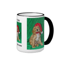 Caneca do Spaniel do Natal feliz