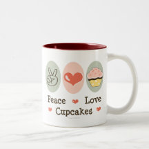 Caneca dos cupcakes do amor da paz