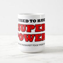 Caneca engraçada do poder super do terapeuta