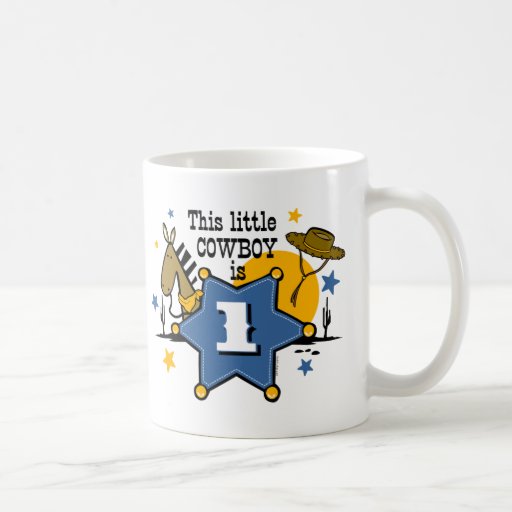 Caneca pequena do primeiro aniversario do vaqueiro