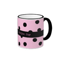 Caneca preta e cor-de-rosa de Polkadot