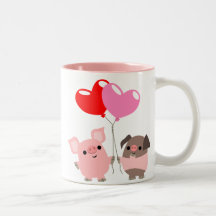 Caneca Tangled dos corações (porcos dos desenhos a