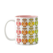 Caneca - teste padrão bonito da coruja do arco-íri