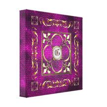 Canvas cor-de-rosa da flor de lis do monograma do  impressão de canvas envolvidas
