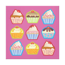 Canvas cor-de-rosa dos cupcakes de Lotsa Impressão De Canvas Esticadas