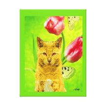 CANVAS DE ARTE DO PRESENTE DO CAT DO DIA DE AS MÃE IMPRESSÃO DE CANVAS ESTICADA