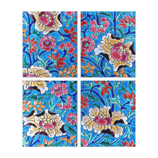 Canvas esmaltadas das flores - quadrilátero azul 2 impressão de canvas envolvida