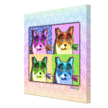 Canvas (quadradas) da galeria do pop art do gato impressão de canvas envolvidas