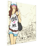 Canvas urbanas da menina impressão de canvas envolvida