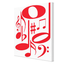 Canvas vermelhas musicais impressão de canvas esticada