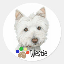 Cão bonito de Westie e presentes da arte das patas Adesivo