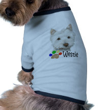 Cão bonito de Westie e presentes da arte das patas Camisetas Para Caes