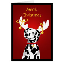 Cão Dalmatian do Natal com Antlers dos cervos Cartao