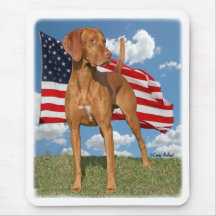 Cão de caça de Viszla com bandeira Mousepad