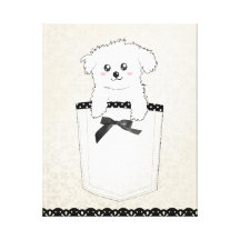 Cão de filhote de cachorro bonito do bolso impressão de canvas envolvida