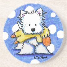 Cão de KiniArt Westie e porta copos do brinquedo d