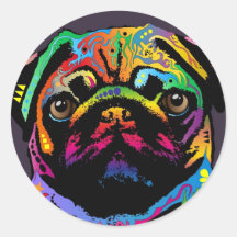 Cão do Pug Adesivos Redondos