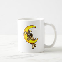 Cão dos desenhos animados na lua caneca