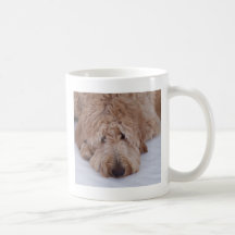 Cão triste, só, adorável, & bonito de GoldenDoodle Canecas