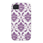 Capa de iphone 4 branco roxo do chique do damasco