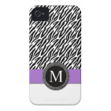 Capa de iphone 4 da lavanda do monograma da listra capas iPhone 4