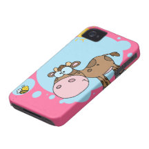 Capa de iphone 4 da vaca dos desenhos animados capa iPhone 4 Case-Mate