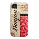 Capa de iphone 4 francês de Bonjour da peônia