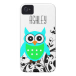 Capa de iphone 4 personalizado da coruja do verde  capa iPhone 4 Case-Mate